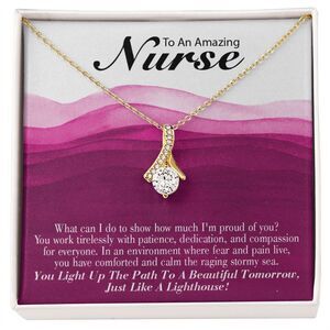 Inspiration for Nurse Ribbon Necklace Gold Tone Standard Box